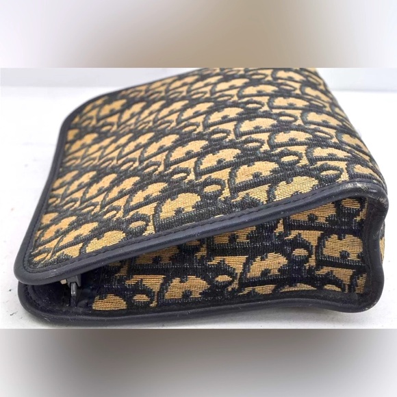 Authentic Christian Dior Trotter Clutch Hand Bag Purse Canvas Leather Blue - Picture 2 of 8